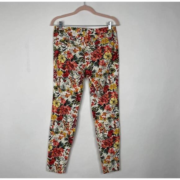 Zara Z195 Basic Denim Jeans 6 Ankle Skinny Tropical Floral All Over Print - Picture 8 of 8